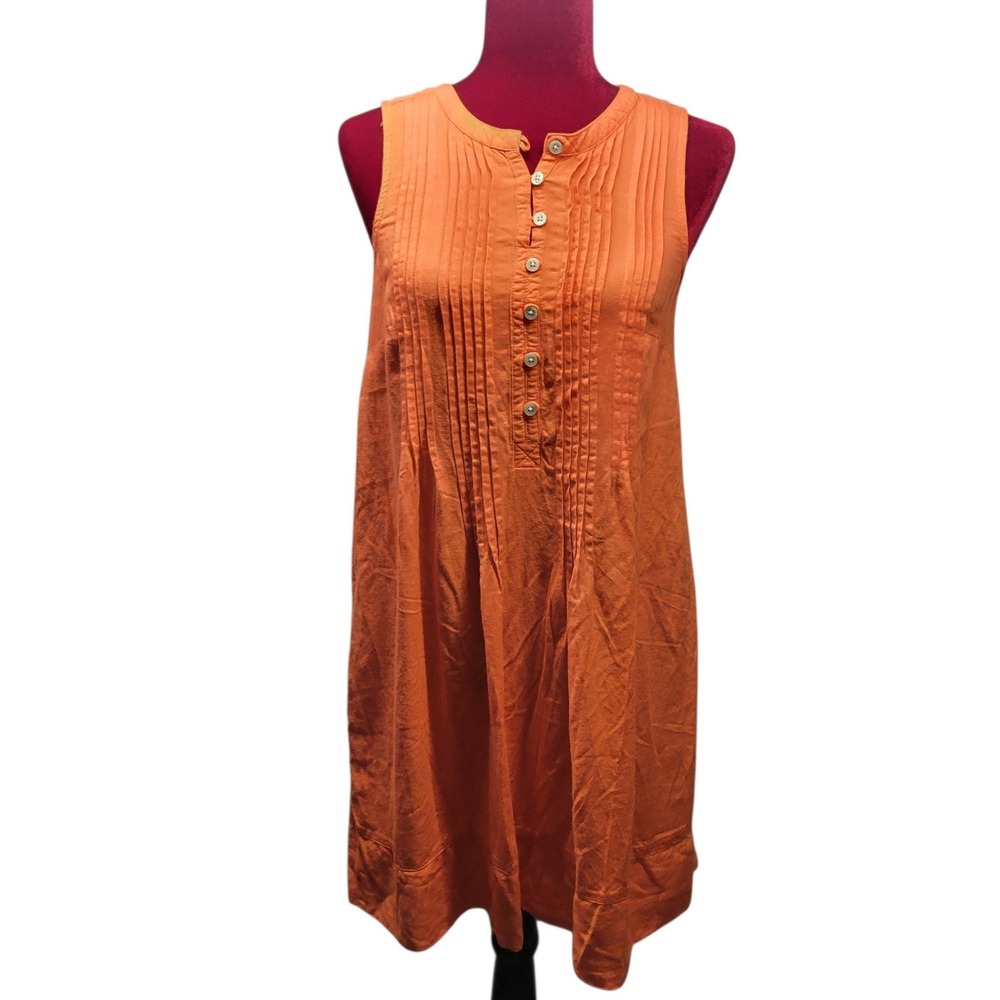 Sonoma Goods For Life orange  Sleeveless Pintuck Linen Blend Shift Dress Sz lg